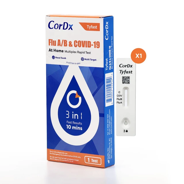Alt view image 2 of 7 - Flu A/B & COVID-19, At Home 3-in-1 Rapid Test Kit, 1 Test Nasal Swab Self-Test, Easy-To-Use For Adults And Kids, EUA Authorized OTC, Results In About 10 Minutes