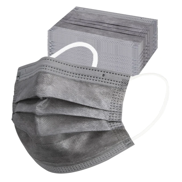 Alt view image 5 of 7 - 100Pcs Disposable Face Masks, Grey Face Mask, 3 Ply Disposable Mask Breathable Mask with Elastic Ear Loops for Adults, Great for Outdoors, Home, Office, School