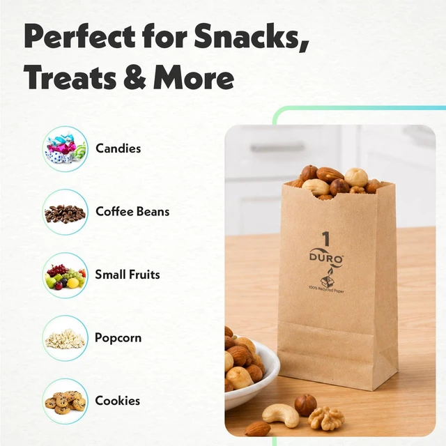 Alt view image 7 of 7 - 18401 1# Small Brown Paper Bags, 3.5 x 2.37 x 6.87 Inches, 500 Ct Made In USA | Extra Small Disposable Paper Bags Ideal for Cookies, Treats, & Candy