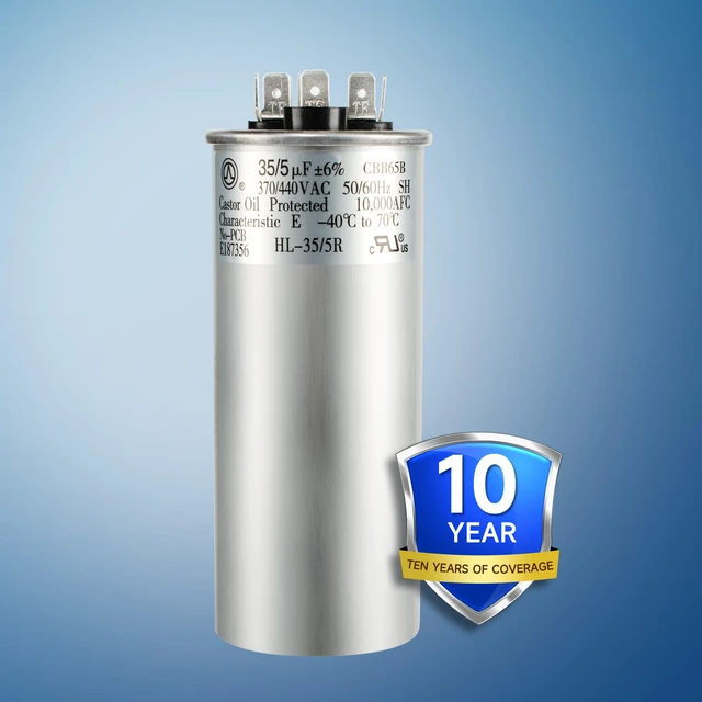 Alt view image 2 of 7 - 35+5 uF 35/5 MFD ±6% 370V/440VAC CBB65 Dual Run Circular Start Capacitor for Heat Pump Air ConditionerTen Years of Coverage