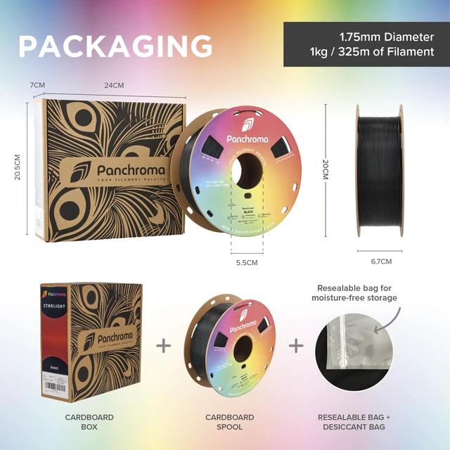 Alt view image 6 of 6 - Panchroma Translucent PLA Filament 1.75mm, 1kg, Rainbow Neatly Wound, Semi Transparent PLA, Easy Print & Smooth Feeding, Compatible with Bambu Lab & Most 3D Printers
