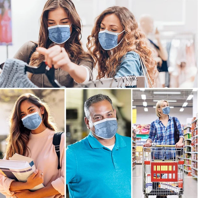 Alt view image 6 of 7 - 100Pcs Disposable Face Masks, Navy Blue Face Mask, 3 Ply Mask Breathable Mask For Adults, Great For Outdoors, Home, Office, School