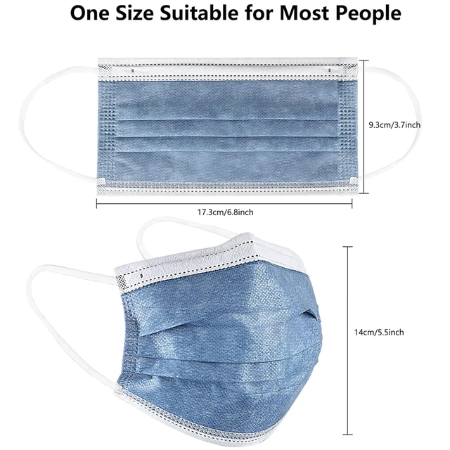 Alt view image 7 of 7 - 100Pcs Disposable Face Masks, Navy Blue Face Mask, 3 Ply Mask Breathable Mask For Adults, Great For Outdoors, Home, Office, School