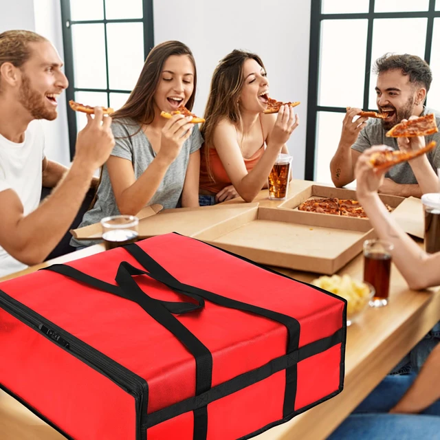 Alt view image 3 of 4 - 20x20x8 RED Pizza Carrier Insulated Bags Large for Deliveries, Insulated Pizza Carrier Delivery Bag Food Bag for Personal and Professional Use