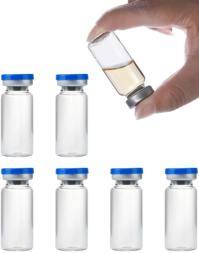 Main image of 10ml Glass Vials for Injections, Self-Healing Injection Port, Sterile Empty Vials for Injections with Sealed Cap (50 Pack)