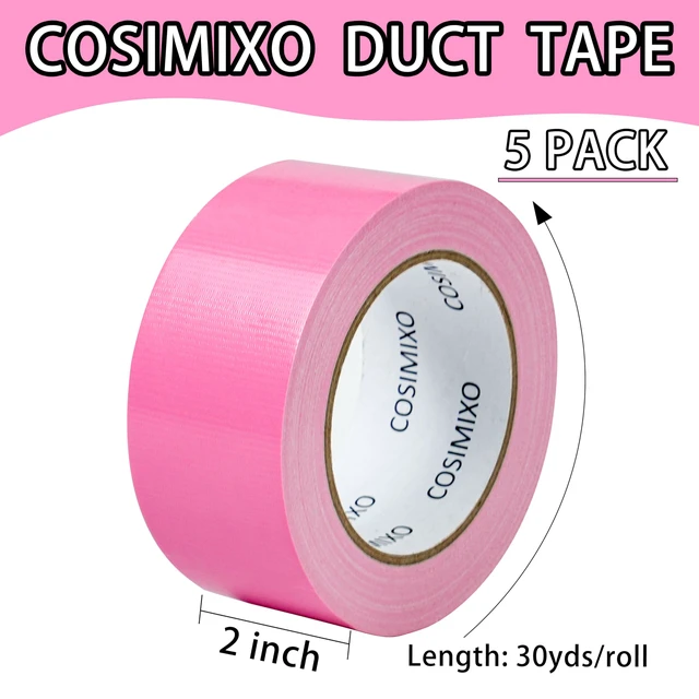 Alt view image 2 of 6 - 5-Pack Pink Heavy Duty Duct Tape, 2 inches x 30 Yards, Strong, Flexible, No Residue, All-Weather and Tear by Hand - Bulk Value for Repairs, Industrial, Professional Use
