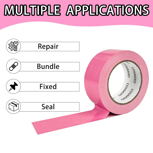 Alt view image 4 of 6 - 5-Pack Pink Heavy Duty Duct Tape, 2 inches x 30 Yards, Strong, Flexible, No Residue, All-Weather and Tear by Hand - Bulk Value for Repairs, Industrial, Professional Use