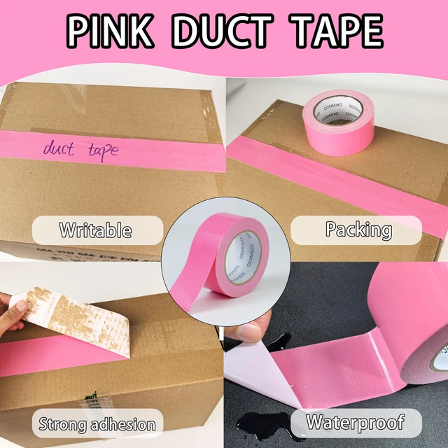 Alt view image 5 of 6 - 5-Pack Pink Heavy Duty Duct Tape, 2 inches x 30 Yards, Strong, Flexible, No Residue, All-Weather and Tear by Hand - Bulk Value for Repairs, Industrial, Professional Use
