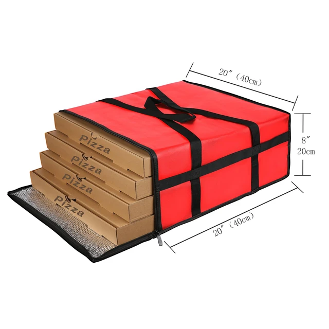 Alt view image 4 of 4 - 20x20x8 RED Pizza Carrier Insulated Bags Large for Deliveries, Insulated Pizza Carrier Delivery Bag Food Bag for Personal and Professional Use