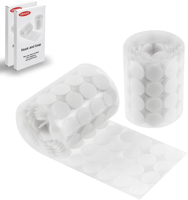 Main image of Self Adhesive Dots, 400 Pcs(200 Pair Sets) 1 Inch Diameter Strong Self Adhesive Dots Nylon Sticky Back Specie Hook Loop Strips, Small Circle Dots Stickers Tapes, White