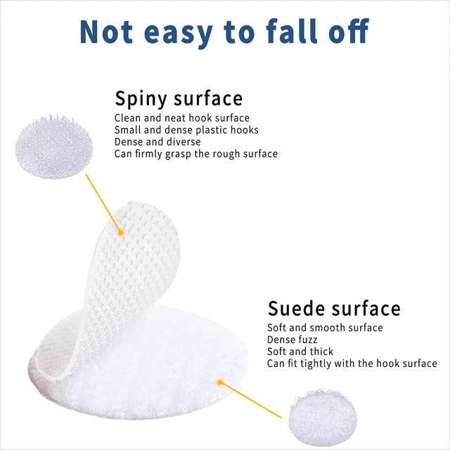 Alt view image 5 of 7 - Self Adhesive Dots, 400 Pcs(200 Pair Sets) 1 Inch Diameter Strong Self Adhesive Dots Nylon Sticky Back Specie Hook Loop Strips, Small Circle Dots Stickers Tapes, White