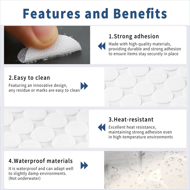Alt view image 4 of 7 - Self Adhesive Dots, 400 Pcs(200 Pair Sets) 1 Inch Diameter Strong Self Adhesive Dots Nylon Sticky Back Specie Hook Loop Strips, Small Circle Dots Stickers Tapes, White