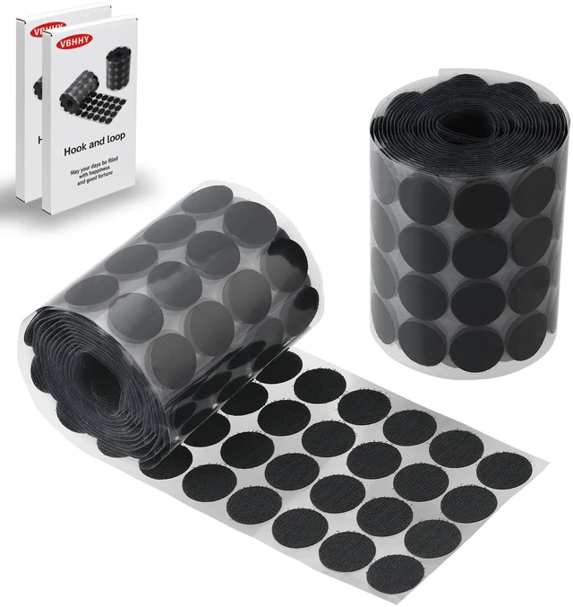 Main image of Self Adhesive Dots, 400 Pcs(200 Pair Sets) 1 Inch Diameter Strong Self Adhesive Dots Nylon Sticky Back Specie Hook Loop Strips, Small Circle Dots Stickers Tapes, Black