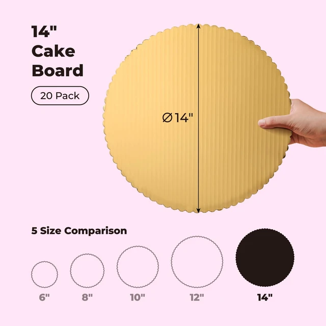 Alt view image 2 of 7 - 20 Pack Gold Cake Circles, 14 Inch Round Pizza Circles, Greaseproof Cardboard Cake Rounds for Desserts and Pastries, DIY Birthday