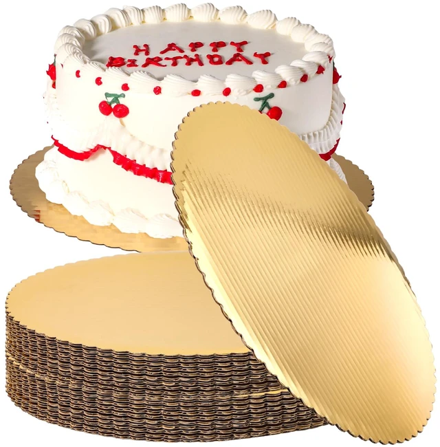 Main image of 20 Pack Gold Cake Circles, 14 Inch Round Pizza Circles, Greaseproof Cardboard Cake Rounds for Desserts and Pastries, DIY Birthday