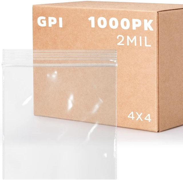 Main image of Clear Plastic Reclosable Zip Bags - Bulk Case of 1000 4" x 4" 2 mil Thick Strong & Durable Poly Baggies With Resealable Zip Top Lock For Travel, Storage, Packaging & Shipping