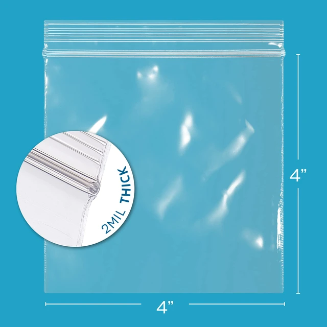 Alt view image 2 of 7 - Clear Plastic Reclosable Zip Bags - Bulk Case of 1000 4" x 4" 2 mil Thick Strong & Durable Poly Baggies With Resealable Zip Top Lock For Travel, Storage, Packaging & Shipping