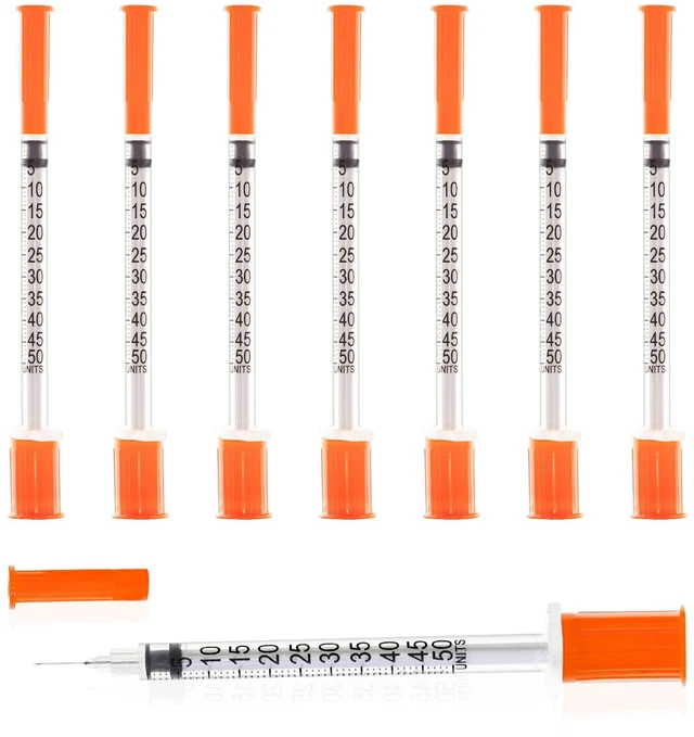 Main image of U-100 Syringe with Needle, 30G 1/2cc 5/16 Inch (8mm) Syringes, Pack of 100 Individually Wrapped