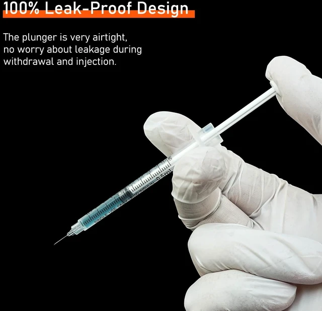 Alt view image 5 of 7 - U-100 Syringe with Needle, 30G 1/2cc 5/16 Inch (8mm) Syringes, Pack of 100 Individually Wrapped