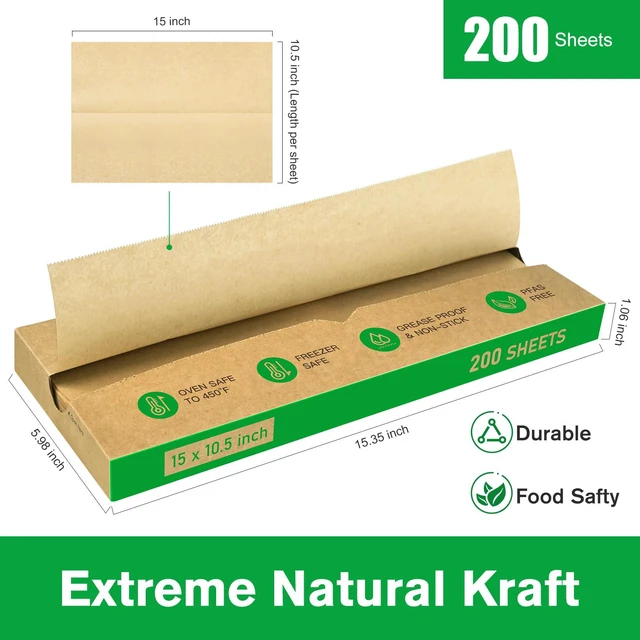 Alt view image 2 of 7 - Precut POP UP Deli Paper Sheet, 200 Pack, 15" x 10.5", Kraft Interfolded Heavy Paper, Waterproof & Grease-Resistant, for Food Wrap and Serving
