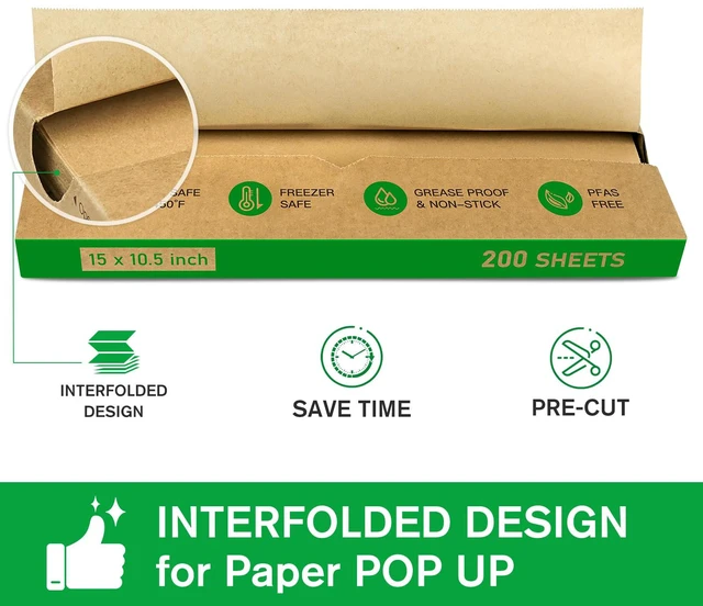 Alt view image 3 of 7 - Precut POP UP Deli Paper Sheet, 200 Pack, 15" x 10.5", Kraft Interfolded Heavy Paper, Waterproof & Grease-Resistant, for Food Wrap and Serving