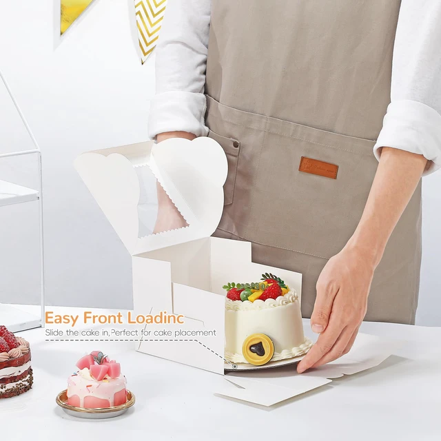 Alt view image 2 of 6 - 48Pack 6 inch Small Cake Boxes with Cake Board and Stickers Mini White Bento Cake Box for Small Cakes, Cookies, Birthday, Party, Wedding, Mother's Day, Christmas6x6x5 inch