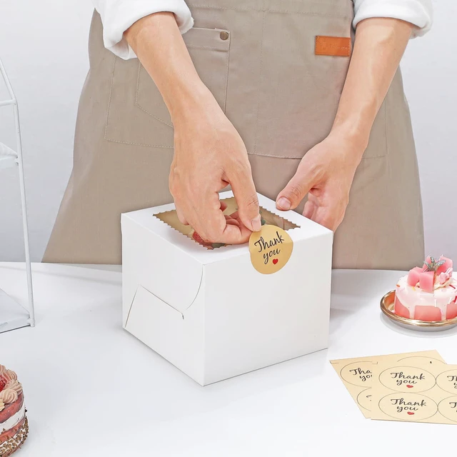 Alt view image 4 of 6 - 48Pack 6 inch Small Cake Boxes with Cake Board and Stickers Mini White Bento Cake Box for Small Cakes, Cookies, Birthday, Party, Wedding, Mother's Day, Christmas6x6x5 inch