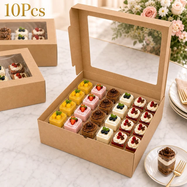 Alt view image 3 of 6 - Dessert Shooter Boxes 10 Pack, Each Box Holds 24 Count 3 oz Dessert Shooter Cups, Food-Grade Dessert Cup Holder Boxes with Inserts, Dessert Shooter Box Packaging for Parties, Catering (Brown)