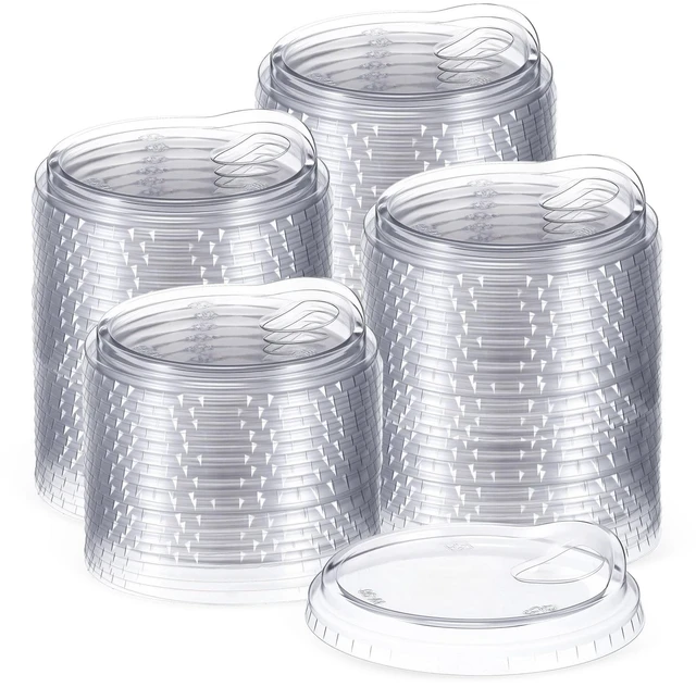 Main image of 300 Pcs Strawless Sip Lids Clear for 12-24oz,Transparent,90mm Disposable PET Plastic Cup Covers for Iced Coffee Milkshake Party, Fits 12 16 20 24 Oz Cups, 98mm Clear Sipper
