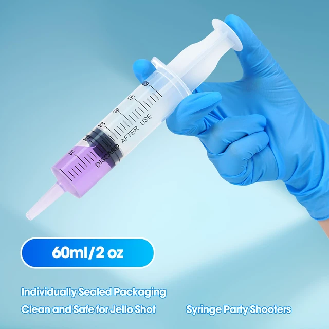 Alt view image 6 of 7 - 60ml Syringe for Liquid,50 Pack Large Plastic Syringes with Adapters and Cap,Individually Sealed Syringe for Feeding,Irrigation Water and Scientific Labs