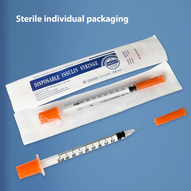 Alt view image 5 of 7 - 100 Pack U-100 Syringes with Needle, 1ml 30G 5/16" 8mm Syringe Individually Sealed Packaging, Leak-Proof Design, Easy-to-Read, Precise Markings
