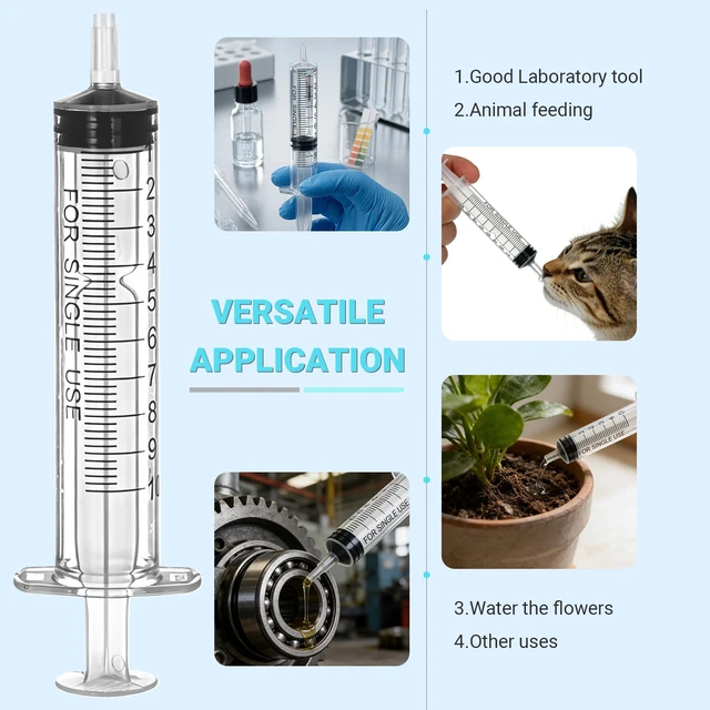 Alt view image 4 of 7 - 100 Pack 10 ml syringe, Versatile 10ml oral syringes, Perfect syringe for jello shots, Lab Use, Pet Feeding, Liquid Measuring & Refilling, Needle-Free Plastic Syringe