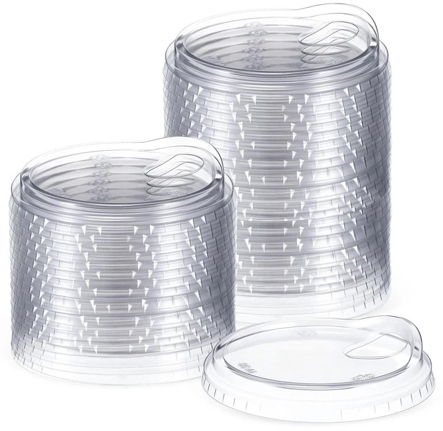 Main image of 50 Pcs Strawless Sip Lids Clear for 12-24oz,Transparent,90mm Disposable PET Plastic Cup Covers for Iced Coffee Milkshake Party, Fits 12 16 20 24 Oz Cups, 98mm Clear Sipper