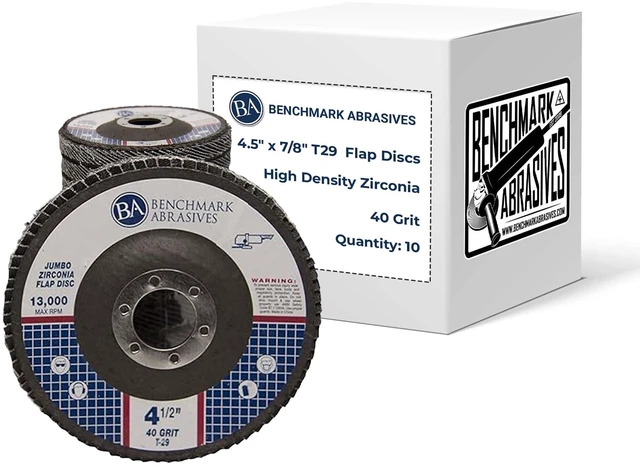 Main image of 4.5" x 7/8" Zirconia Type 29 Flap Discs, 40 Grit Jumbo High Density Sanding and Finishing Wheels for Angle Grinder, 10-Count