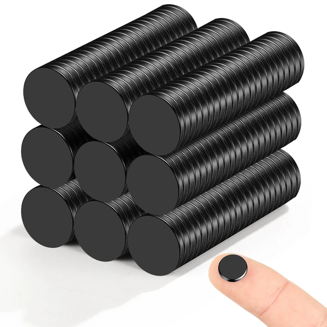 Main image of 200Pcs Small 10x2mm Black Strong Neodymium Magnets Round Tiny Rare Earth Mini Neodymium Magnets for Fridge, DIY, Whiteboard, Crafts, Office