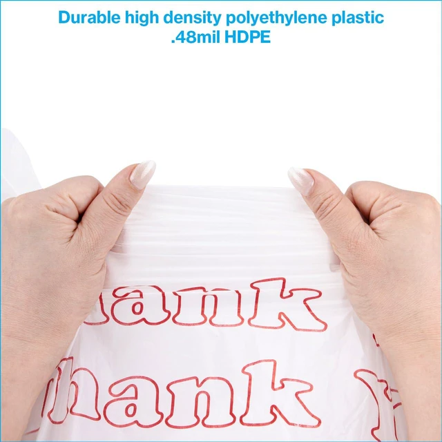 Alt view image 3 of 6 - Premium Thank You T-Shirt Bags - 500 - Pack, 18 x 8" x 30".48mil HDPE Thickness - Ideal for Restaurants, Retail, Grocery, Takeout - Standard Supermarket Size - Strong and Durable