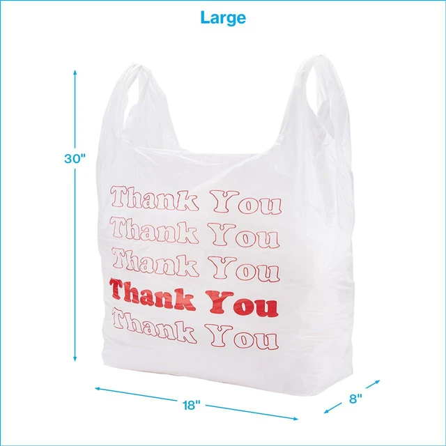 Alt view image 5 of 6 - Premium Thank You T-Shirt Bags - 500 - Pack, 18 x 8" x 30".48mil HDPE Thickness - Ideal for Restaurants, Retail, Grocery, Takeout - Standard Supermarket Size - Strong and Durable