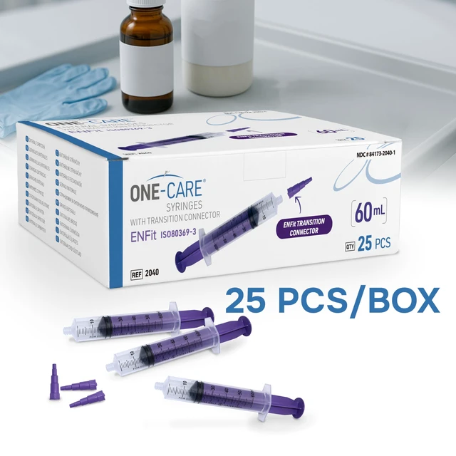 Alt view image 7 of 7 - 60ml ENFit-type Syringe with Transition Connector, 25/Box Optimal Liquid Dosing, Accurate Measurement, Stable Plunger with Safe Backstop, Precise Graduation, Blister-Packed