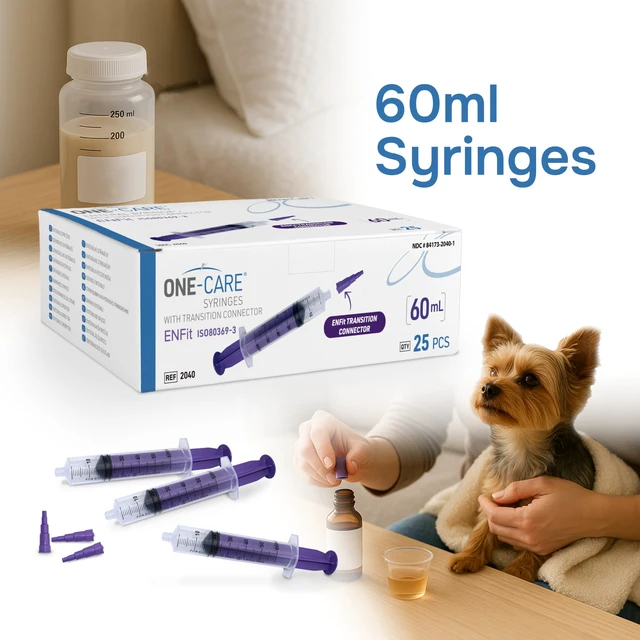 Alt view image 6 of 7 - 60ml ENFit-type Syringe with Transition Connector, 25/Box Optimal Liquid Dosing, Accurate Measurement, Stable Plunger with Safe Backstop, Precise Graduation, Blister-Packed