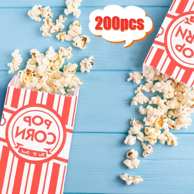 Alt view image 3 of 7 - 200 Pieces Paper Popcorn Bags, 1 oz Bags Individual Servings for Machine Maker Cart Supplies, Small Mini Pop Corn Bag Bulk Carnival Party
