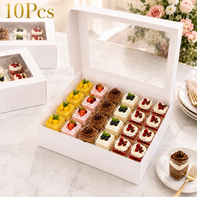 Alt view image 3 of 6 - Dessert Shooter Boxes 10 Pack, Each Box Holds 24 Count 3 oz Dessert Shooter Cups, Food-Grade Dessert Cup Holder Boxes with Inserts, Dessert Shooter Box Packaging for Parties, Catering