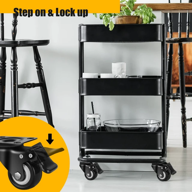 Alt view image 3 of 6 - 2" Caster Wheels, Casters Set of 4 Heavy Duty but Silent, Excellent Locking Casters with Polyurethane (PU) Wheels, Swivel Plate Castor Wheels for Cart, Furniture, Workbench