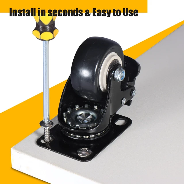 Alt view image 5 of 6 - 2" Caster Wheels, Casters Set of 4 Heavy Duty but Silent, Excellent Locking Casters with Polyurethane (PU) Wheels, Swivel Plate Castor Wheels for Cart, Furniture, Workbench