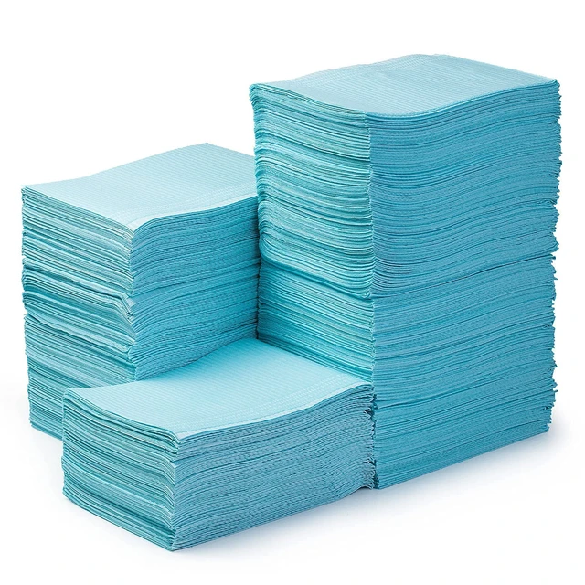Main image of Dental Bibs 250pack, Disposable Tattoo Bibs 3-Ply, 13" x 18", Blue Waterproof Tray Covers