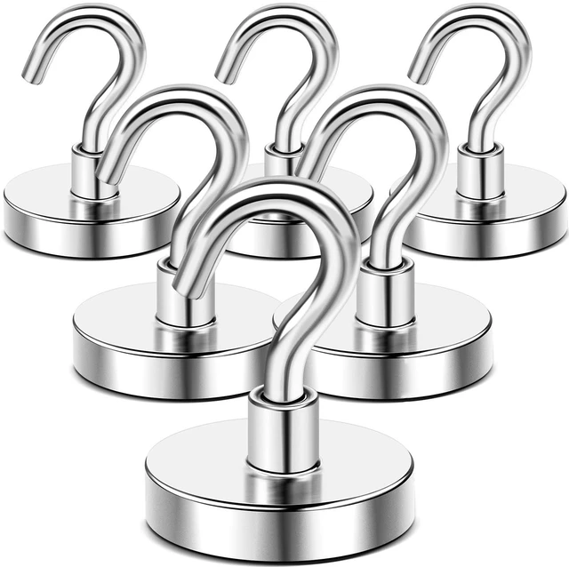 Main image of Magnetic Hooks,170lbs Heavy Duty Magnets with Hook Silver 6 Pack Rare Earth N52 2026 Cruise Cabin Ship Essentials for Fridge Hanging Classroom Beach Vacation Kitchen Grills Home Must Have