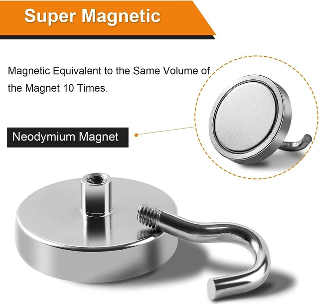Alt view image 5 of 7 - Magnetic Hooks,170lbs Heavy Duty Magnets with Hook Silver 6 Pack Rare Earth N52 2026 Cruise Cabin Ship Essentials for Fridge Hanging Classroom Beach Vacation Kitchen Grills Home Must Have