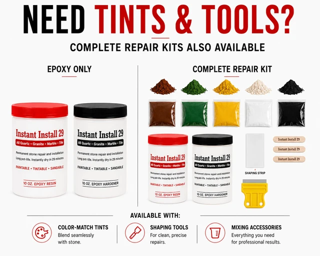 Alt view image 4 of 7 - II29 20 oz. Stone Kit - Installs Slabs, Chips, Cracks. Rebuild Lost Stone