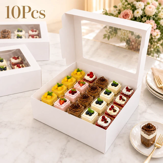 Alt view image 3 of 6 - Dessert Shooter Boxes 10 Pack, Each Box Holds 20 Count 5 oz Dessert Shooter Cups, Food-Grade Dessert Cup Holder Boxes with Inserts, Dessert Shooter Box Packaging for Parties, Catering