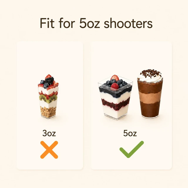 Alt view image 7 of 7 - Dessert Shooter Boxes 5 Pack, Each Box Holds 20 Count 5 oz Dessert Shooter Cups, Food-Grade Dessert Cup Holder Boxes with Inserts, Dessert Shooter Box Packaging for Parties, Catering (Brown)