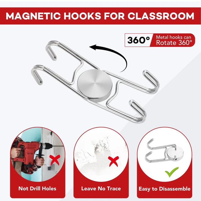 Alt view image 5 of 6 - Magnetic Hooks for Cruise Cabins 80Lbs+ Heavy Duty Magnet Hook Strong Magnets Hanging Hooks for Refrigerator Grill Toolbox Cabins Outdoor 4 Pack (Silver)